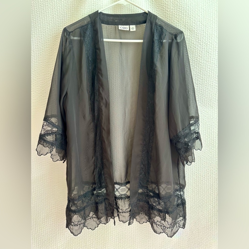 Cato Women’s Sheer Black Lace Kimono Cardigan Size: Medium